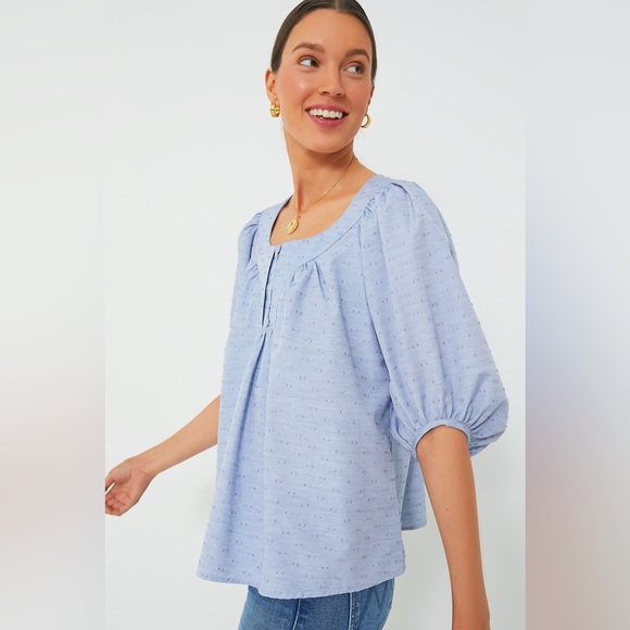 Tuckernuck | Women's Chambray Inara Blouse Light Blue Size Small - Picture 2 of 10